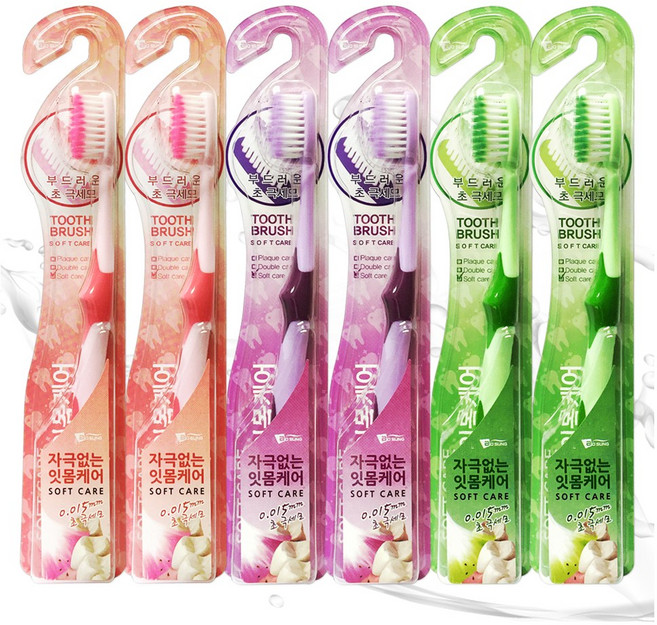 자극없는 잇몸토탈케어 보성 초극세모 칫솔 (색상랜덤) 시린잇몸용 탄력미세모 치솔, 6개, 1개입