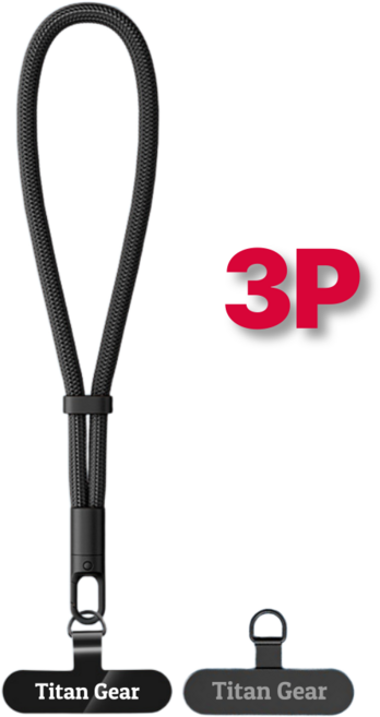 타이탄기어 튼튼한 메탈 플레이트 + 태그 홀더 + 손목 핸드폰 스트랩 3pc 고급형 세트, 1개, 시크블랙