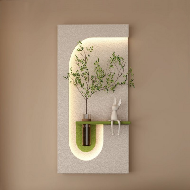 하임무드 led 조명 액자 화분 인테리어 무드등 식물 꽃병 감성 현관 벽걸이 거실 복도 장식, 1개, 그린(토끼)