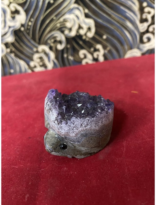 京綸 天然烏拉圭紫晶洞 招財開運磁場 烏龜刺蝟紫水晶擺件, 10號烏龜