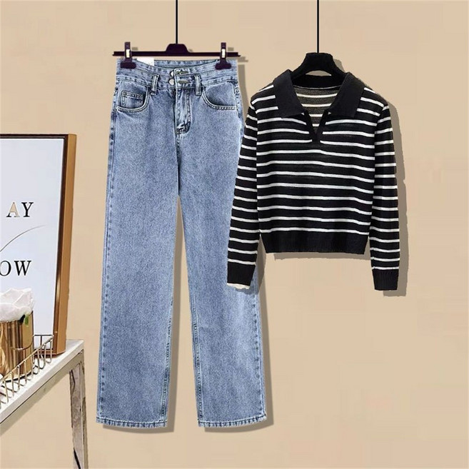 여성투피스 여성세트 여성니트 + 청바지 스웨터 데님팬츠 ZBW26020114 49