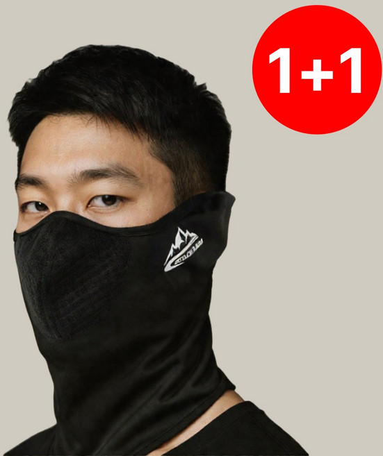 코어웨어 겨울 기모 따뜻한 프리미엄 방한 마스크 넥워머 1+1, 블랙, 1개, 2개입