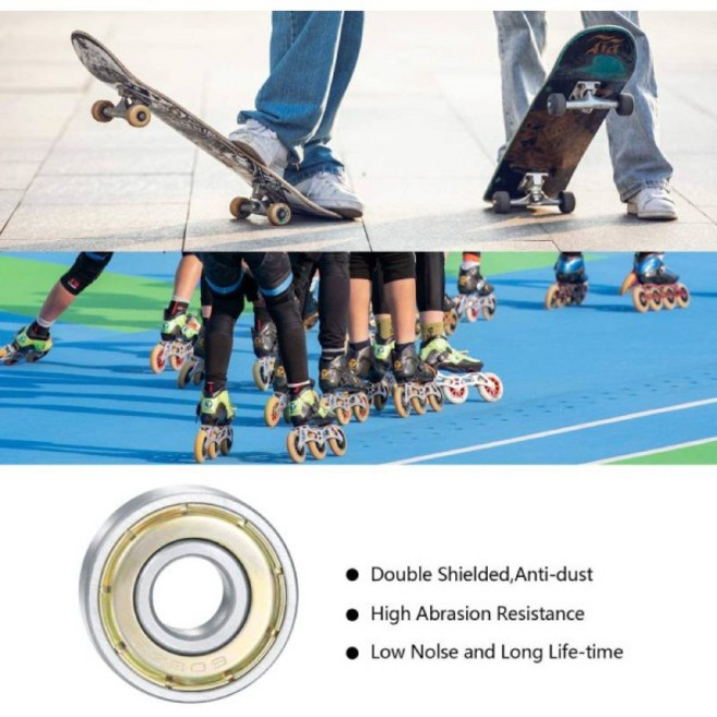 10pcs 608 688 ZZ 스케이트 보드 베어링 이중 차폐 볼 베어링 롱 보드 롤러 스케이트 용 소형 베어링 교체, 01 10 개, 10 624ZZ 4x13x5mm