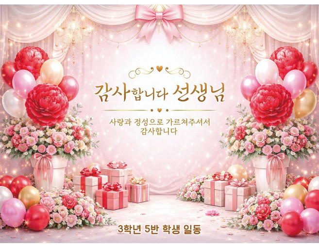 맑은누리디자인 스승의날 현수막 포토월 001 (주문제작), 스승의날 포토월 001-빅카네이션