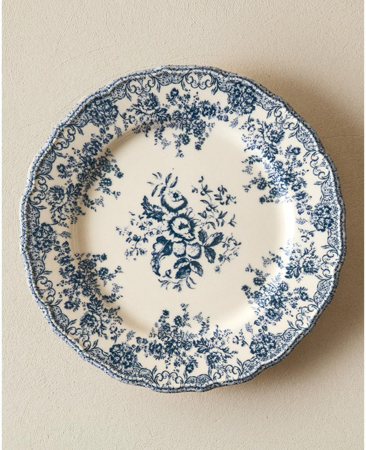 자라홈 브랜드관 플로랄 프린트 도기 얕은 접시 42460200400, 블루, 27 x 27 x 3 cm