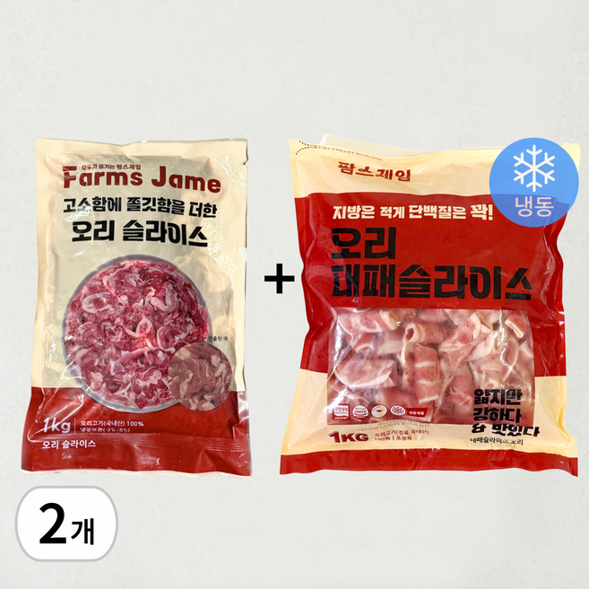 팜스제임 [무항생제] 로스 1kg (냉장) + 대패오리 1kg (냉동) 생오리 오리고기, 2개, 2kg