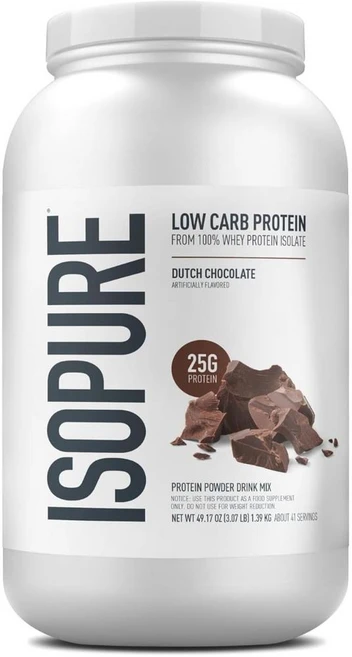 이소퓨어 분리유청 단백질 파우더 WPI 저탄수화물 더치초콜릿 Isopure Low Carb Protein, 1개, 1.36kg - 쿠팡