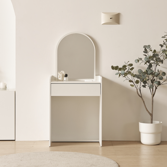 콤팩트 600 수납 LED 조명 수납 모던 미니 거울 화장대, 민자(화이트), 화이트