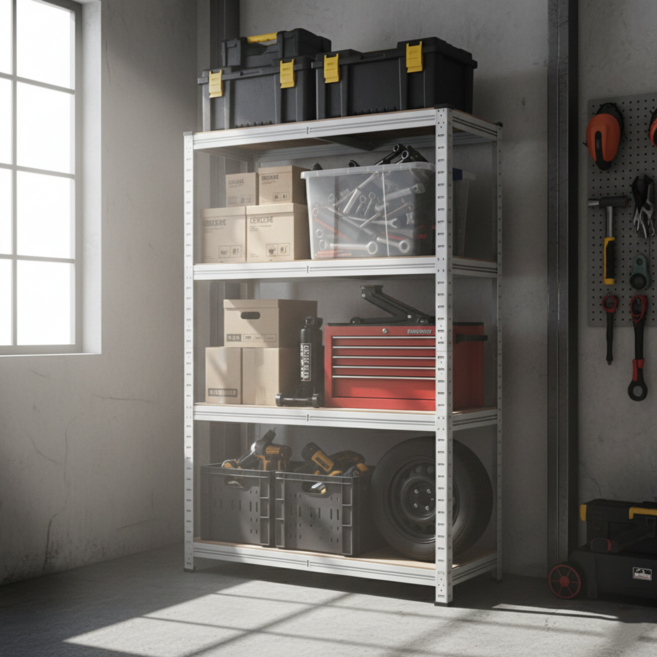 부원진열장 에코랙 무볼트 조립식 철제 앵글 선반, 6단, 화이트