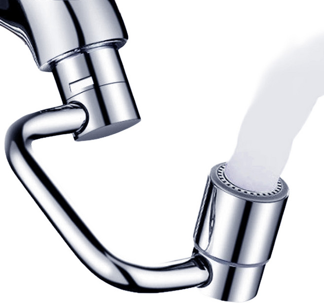 욕실낭만 1080도 자유회전 U라인 워터탭 듀얼분사 각도조절 수도꼭지, 1개