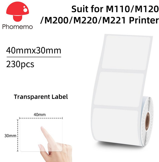 Phomemo M110 미니 휴대용 프린터 열 라벨 스티커 Niimbot B21 B1 50mm와 유사한 포켓 라벨링 메이커 기계, XP-TT4030-230, 한개옵션1, 한개옵션1