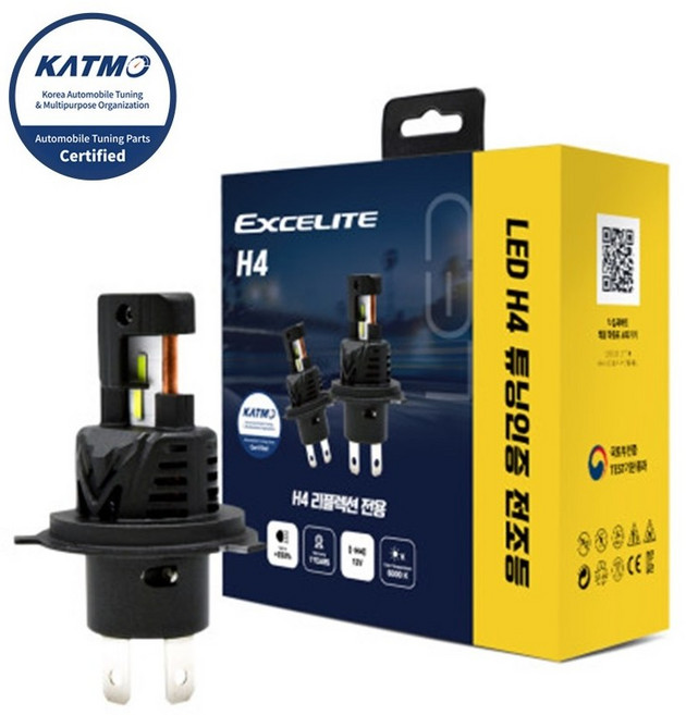 엑센트 신형(10-19년) 리플렉션 클리어 타입 합법인증 H4 LED 전조등 전구/램프 엑셀라이트 블루라벨 H4, 2개