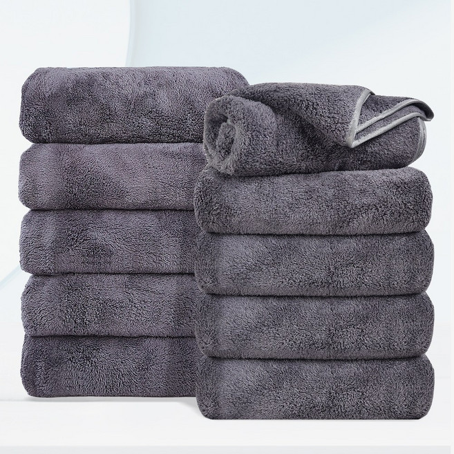 FASEN 수건 이탈리아 5성급 호텔수건 200수 코마사 타올 먼지없는수건, 그레이, 10개