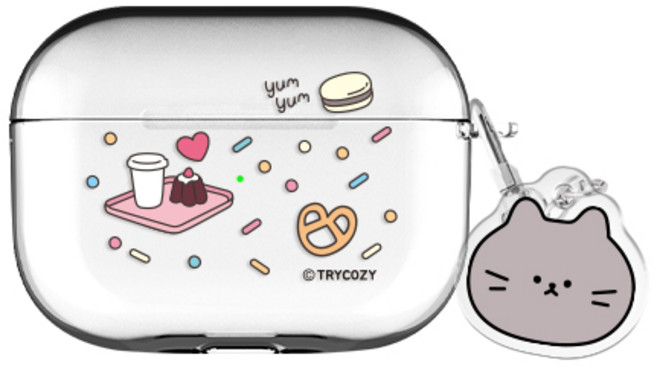 야옹이 스파클 에어팟프로 / 에어팟프로2 클리어 케이스 +아크릴키링 세트, 러시안블루, AirPods Pro(2세대), 1개