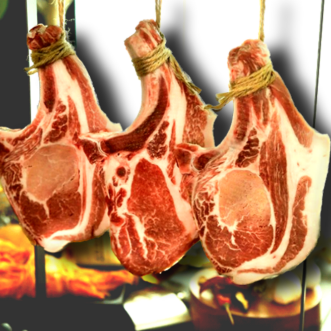 오케이목장 2cm 두꺼운 돈마호크 캠핑고기 뼈등심 돈토마호크 스테이크 1.05kg, 1개