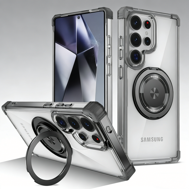 四角氣囊防摔手機殼 旋轉磁吸支架保護殼 適用三星 Galaxy S22 ultra / Note20 Ultra / S23+ / S23FE