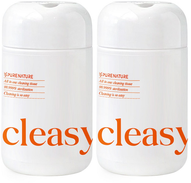 퓨어네이처 세정살균 청소용물티슈 파워 소독티슈, 2개