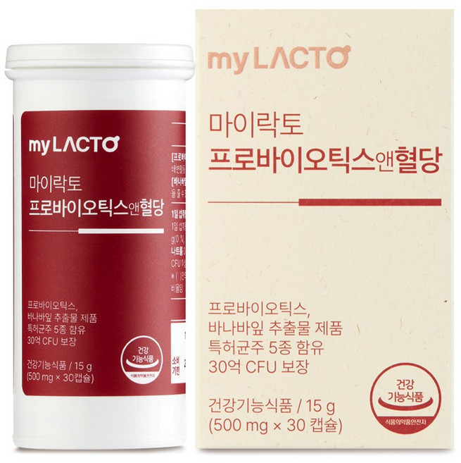 마이락토 프로바이오틱스앤혈당 바나바잎추출물 혈당케어 유산균 캡슐형, 500mg, 30개