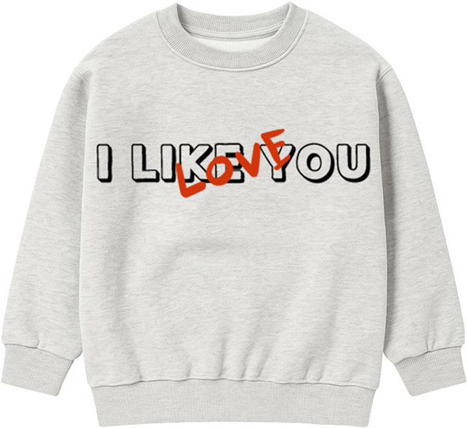 아이크레용 아동 주니어 박스핏 러브유 나염 맨투맨 티셔츠