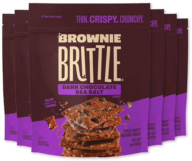 Brownie Brittle 버라이어티 팩 얇고 바삭한 달콤한 스낵 (6개 팩 141.7g(5온스) 리치 고메 브라우니 바이트 디저트, 3) 초콜릿 칩, 142g