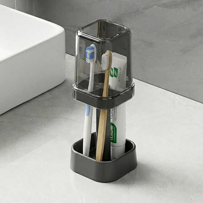 에비노 다기능 위생적인 칫솔 관리 거치대, 블랙, 1개