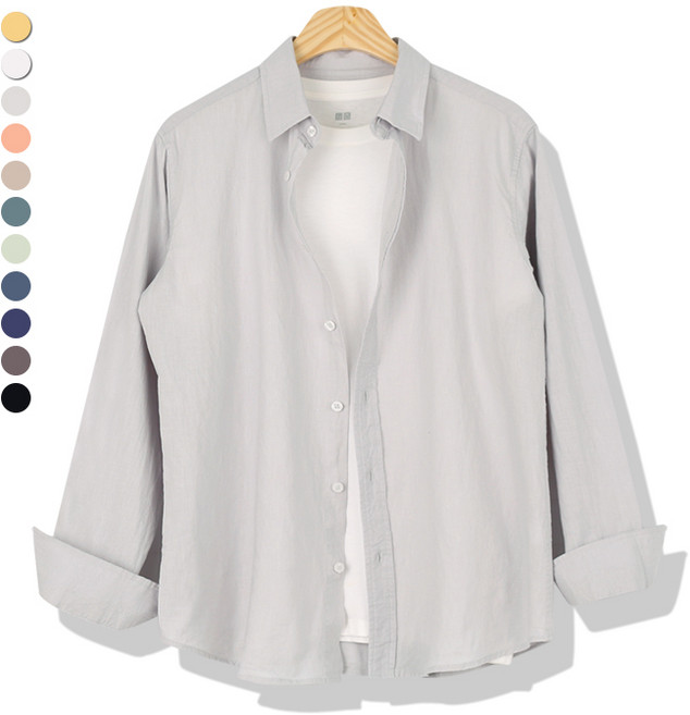 오마보이 남성용 색감 고운 린넨 긴팔셔츠