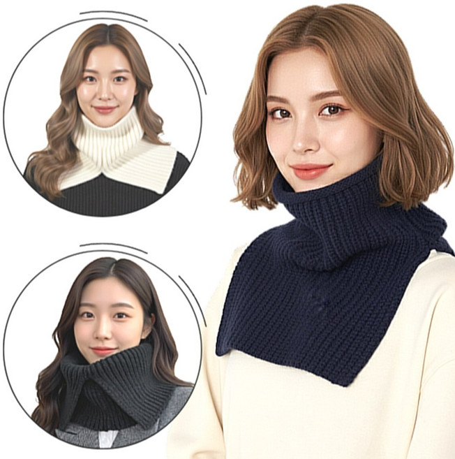 이숍 니트 넥워머 페이크 방한 목폴라 숄