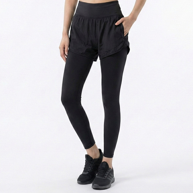위즈맥스 하이웨스트 9부 반바지 레깅스 일체형 포켓 라인댄스 춤 스포츠