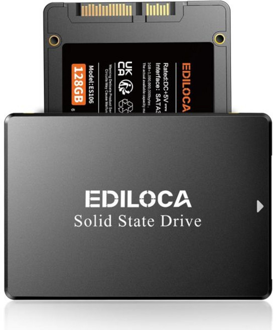 Ediloca 1TB SSD 내장 솔리드 스테이트 드라이브 5인치 SATA III 6Gb 550MB 읽기 속도 3D TLC NAND PC 노트북 업그레이드 충격 방지 낙하 ES10, 128GB