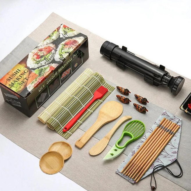 스시 메이커 세트 기계 금형 바주카포 롤러 키트 야채 고기 대나무 매트 DIY 쌀과, 1개