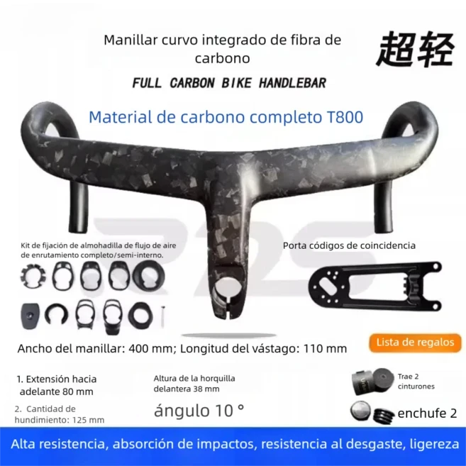 신형 초경량 고강도 강력한 카본 파이버 일체형 핸들바 로드 자전거용 올, 03 380mm110mm