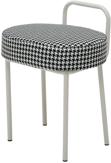 [퍼스널가구] 벨루아 화장대 보조 의자 실내 인테리어 스툴, 1개, 페브릭-하운드체크