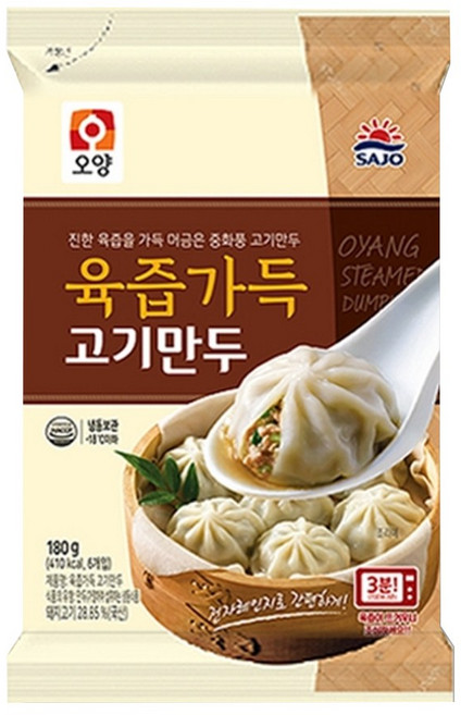 [정연푸드] 사조오양 육즙가득 고기만두 (PC방 간식 야식 전자레인지 간편조리), 180g, 30개