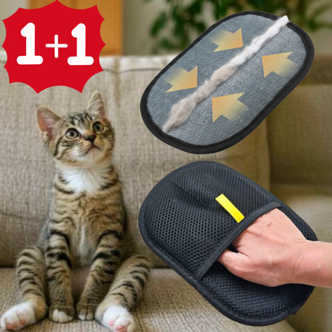곧음 고양이 강아지 털제거 장갑 고양이털 정전기 브러쉬 대형, 2개, 검정
