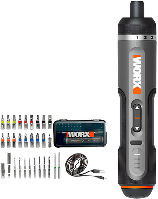 WORX 2세대 전동 드라이버 + 비트 31종 세트 WX242, 1개