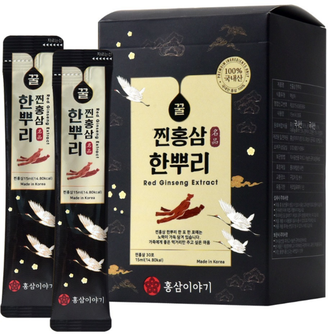[홍삼이야기] 홍삼을 통째로 갈아넣은 전체식 홍삼진액 찐홍삼 스틱, 30회분, 1박스