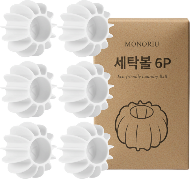 모노리우 빨래 엉킴 방지 실리콘 세탁볼 6p, 1세트, 화이트