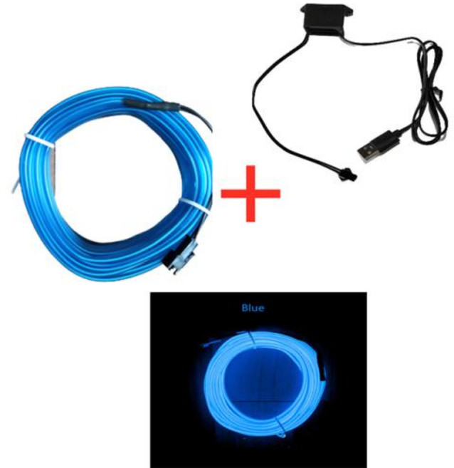 자동차 앰비언트 인테리어 분위기 조명 LED 스트립 유연한 EL 콜드 라이트 라인 튜브 USB 자동 장식 램프 DIY 5V 5m, 5M Blue, 1개