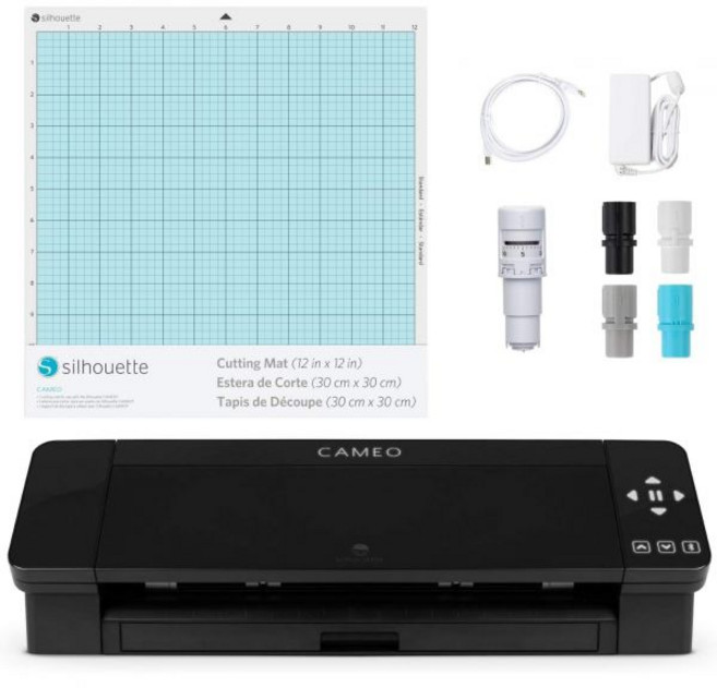 실루엣 카메오 4(블루투스 포함) 12x12 커팅 매트 오토블레이드 2 100 디자인 및 스튜디오 소프트웨어 - 블랙 에디션, Silhouette 블루투스포함 실루엣 카메오 4 12