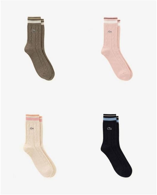 매장정품 LACOSTE 라코스테 브랜드관 (여성) 26SS 여성 케이블 미들 삭스 RA194E-56G 4컬러 (택1) 1356835, 056(베이지)