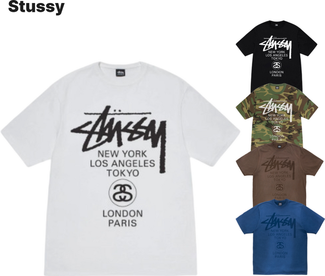 스투시 월드 투어 반팔 티셔츠 남성 여성 공용 STUSSY TEE 정품