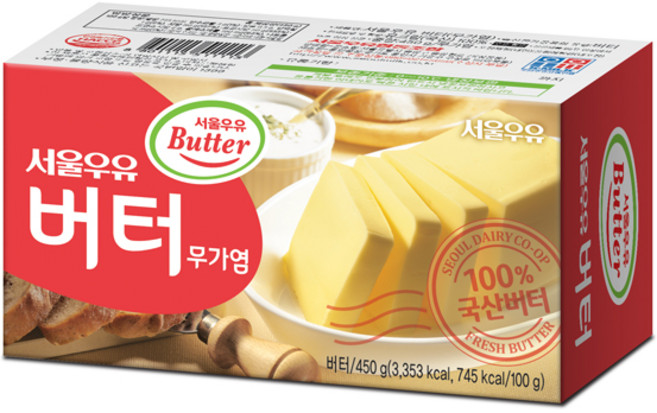 서울우유 무가염 버터 450gX20개/무염버터+아이스박스, 450g, 20개