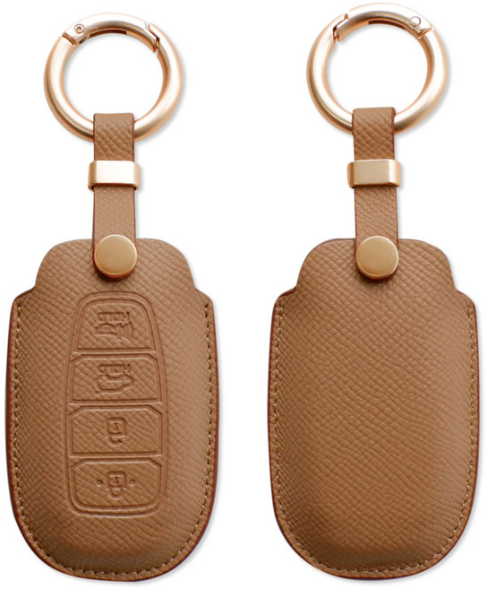 트니르 현대 호환 그랜져IG 올뉴아반떼 CN7 팰리세이드 스마트 키케이스 4버튼 5버튼 키홀더 차량용품 선물포장, 현대C타입(4버튼), 샌드브라운