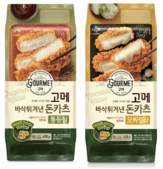 CJ 고메 바삭튀겨낸 돈카츠 통등심+모짜렐라, 2개, 900g