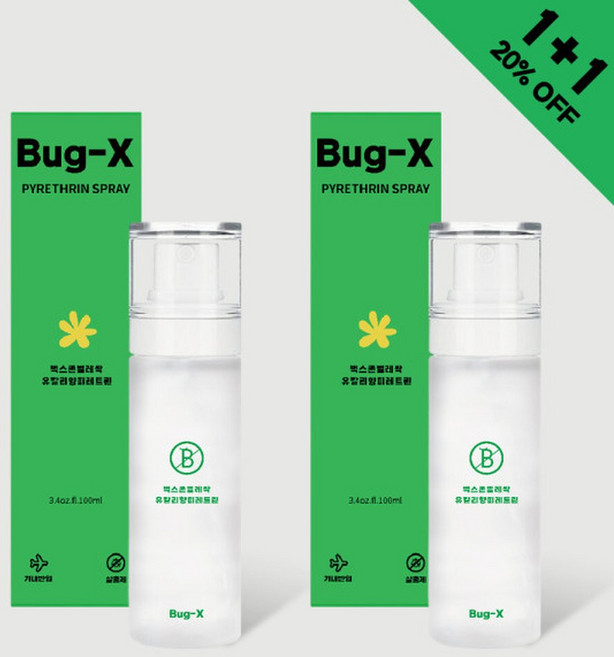1+1 버그엑스 국산제조 무향 내츄럴 천연성분살충제 100ml 여행용 빈대 베드버그, 1개