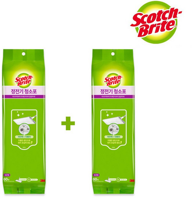 3M 스카치브라이트 정전기 청소포 리필 (표준형) 60매+60매, 1세트