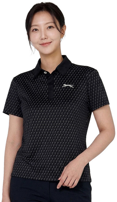 슬레진저 여성 펀칭 디테일 카라 반팔 티셔츠