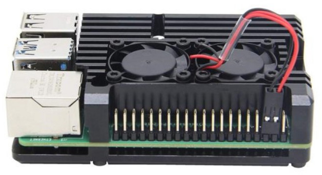 Raspberry Pi 4 Model B 용 냉각 듀얼 팬 Raspberry Pi 4 Armor 케이스, 1개