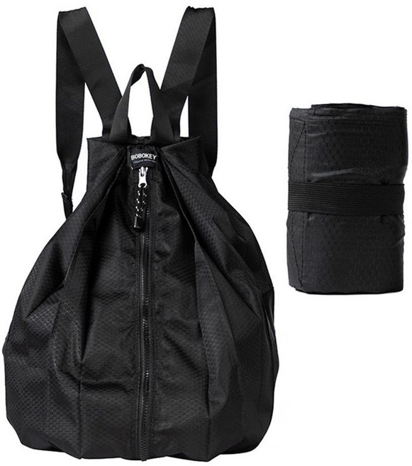 헤세이 휴대용 야외 등산 캠핑 방수 경량 접는 배낭, 블랙, 1개