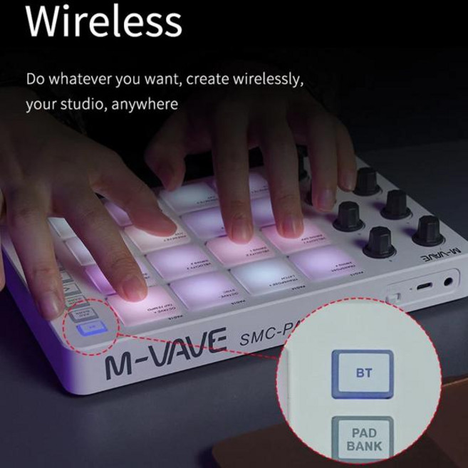 초보자에게 적합한 무선 MIDI 컨트롤러 M-VAVE SMC-PAD 런치 패드 USB-C 및 노트 반복 기능 탑재 2024, [01] 옵션1, 1개